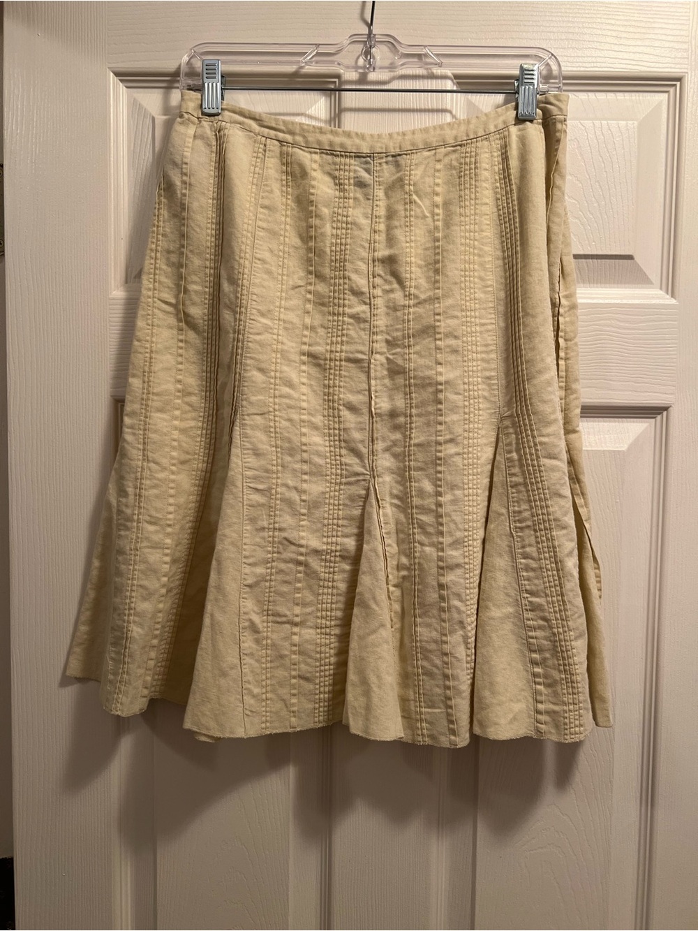 Cream A-Line Textured Panel Skirt